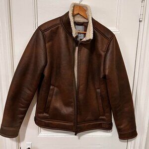 Rainforest men’s faux leather and faux fur shearling jacket.